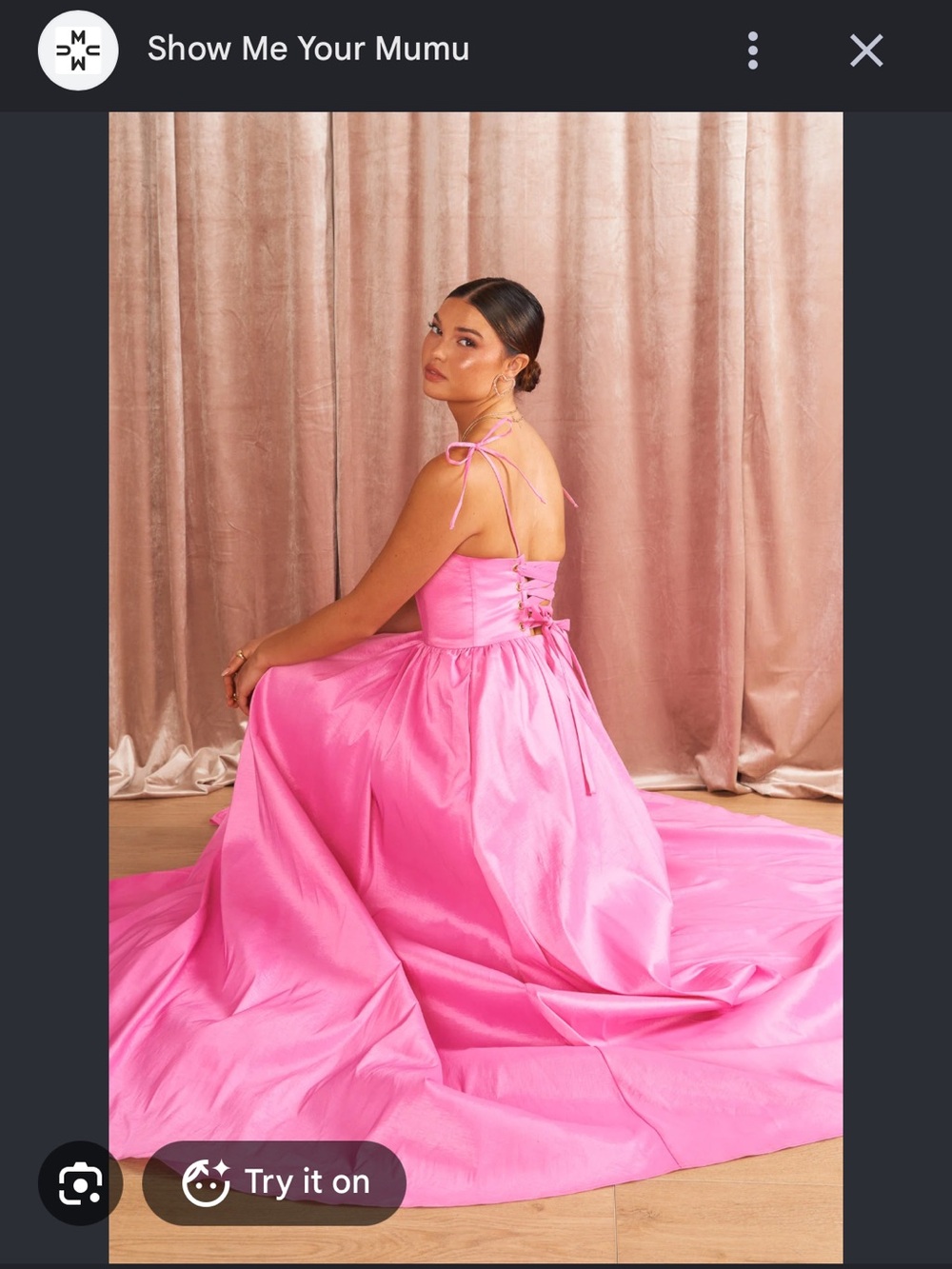 Show Me Your Mumu Juliet Lace Up Corset Maxi Dress in Pink Taffeta size XL